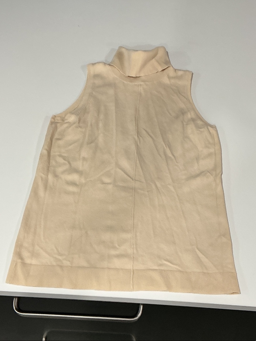 Worth Sleeveless Turtleneck Tank in Light Beige